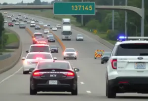 Traffic disruption on I-5 with police presence