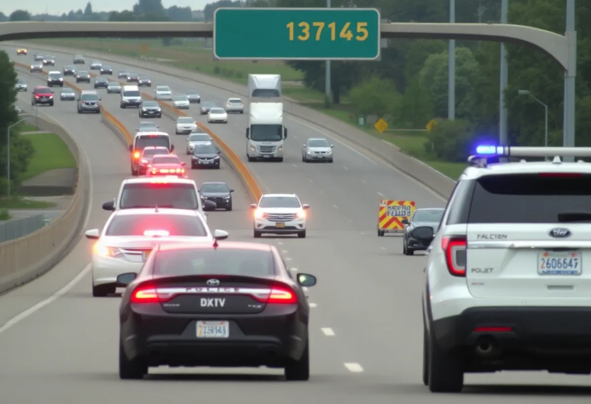 Traffic disruption on I-5 with police presence