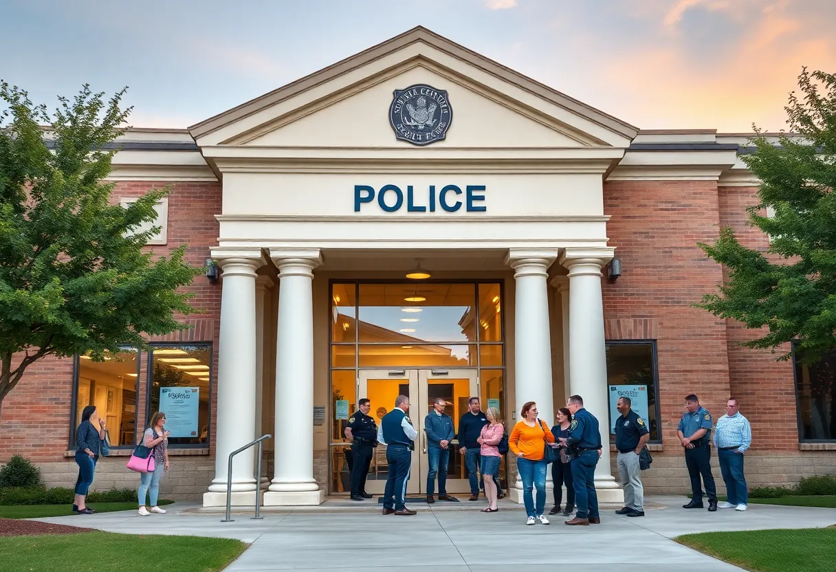 Inglewood Police Department building with community members