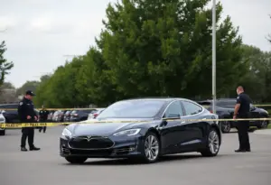 Police investigating a parked Tesla in Hollywood Hills