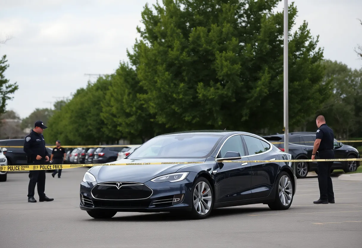 Police investigating a parked Tesla in Hollywood Hills