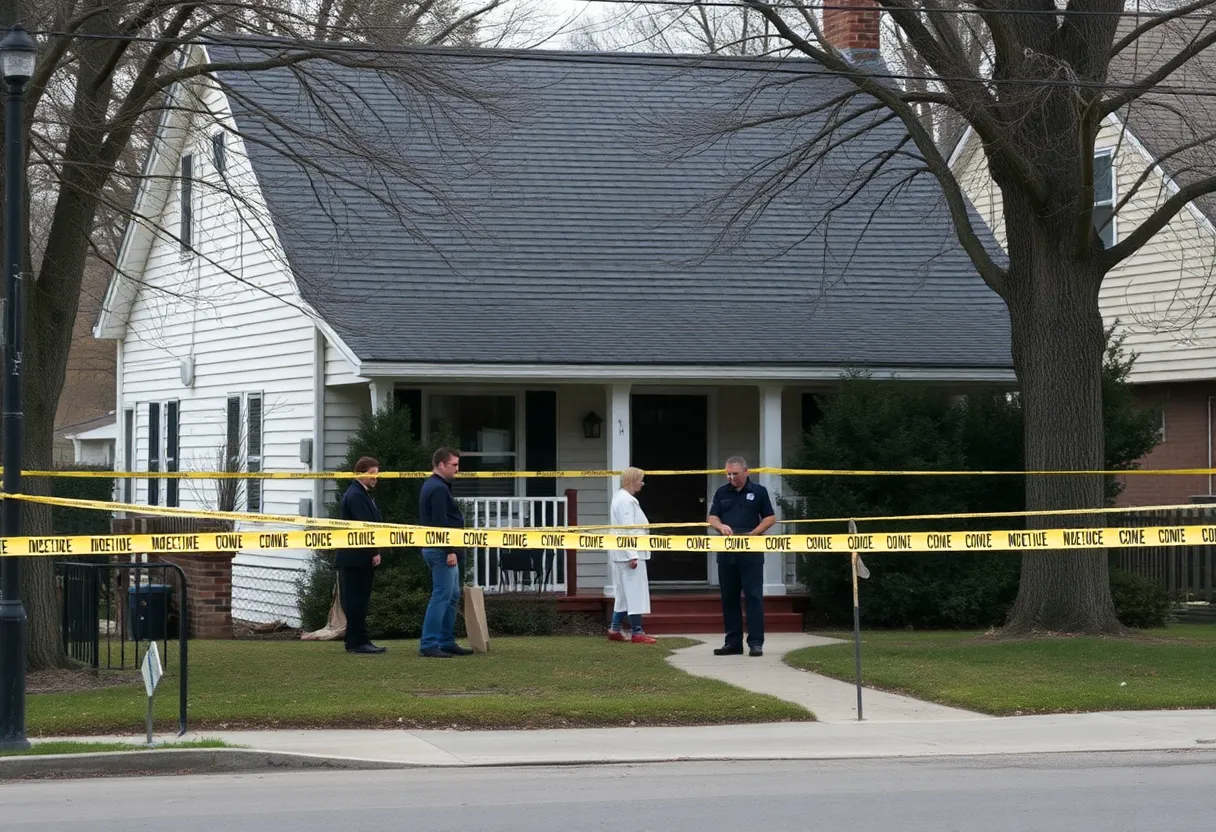 Police officers investigating a residential area for a missing person case.