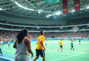 Athletes competing in an Olympic event, highlighting diversity and inclusion.
