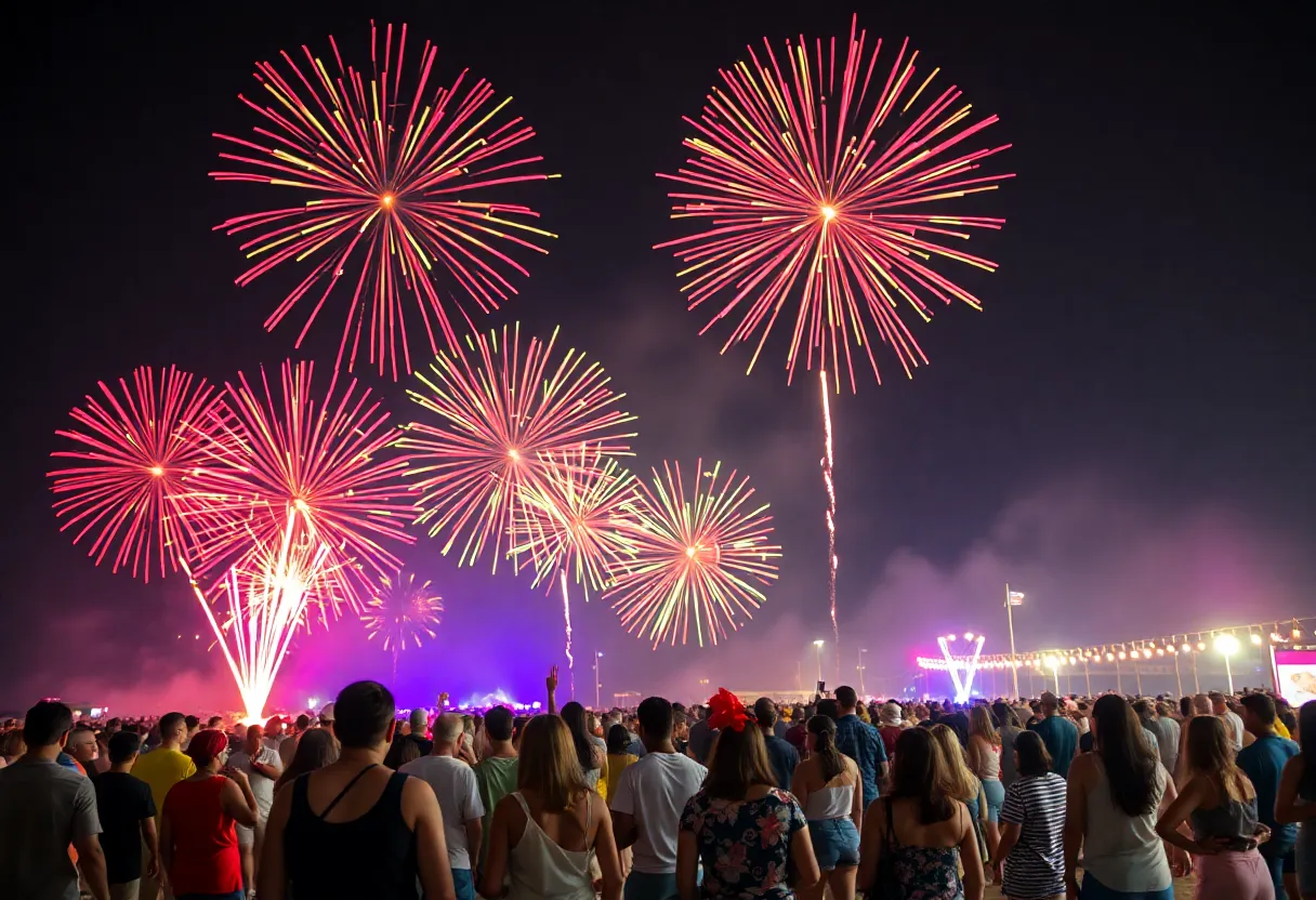 Fireworks display during Juneteenth celebrations at Cabrillo Beach in Los Angeles.