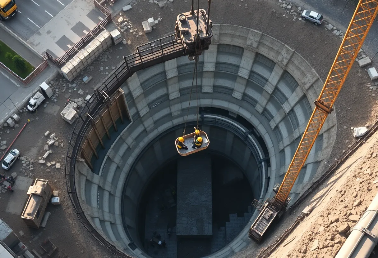 Emergency response team rescuing workers from LA tunnel collapse