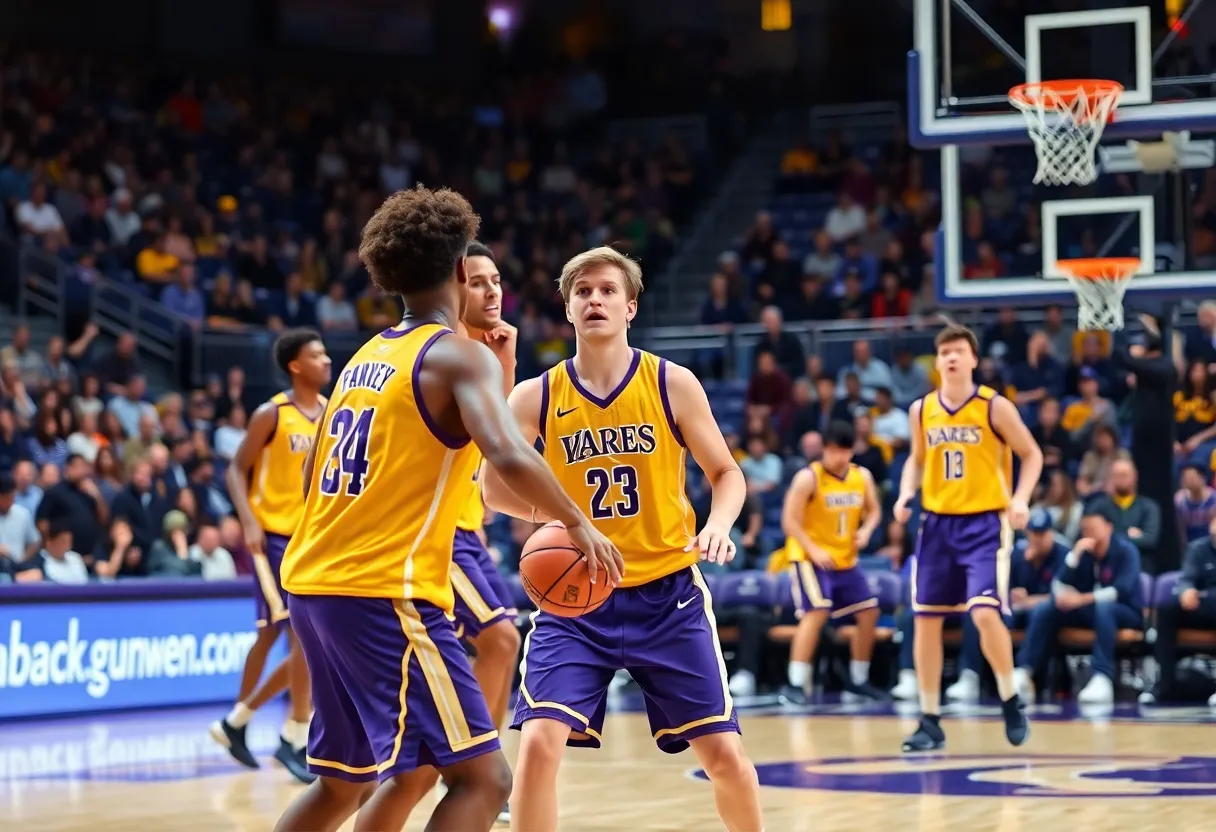 Los Angeles Lakers players celebrating a victory