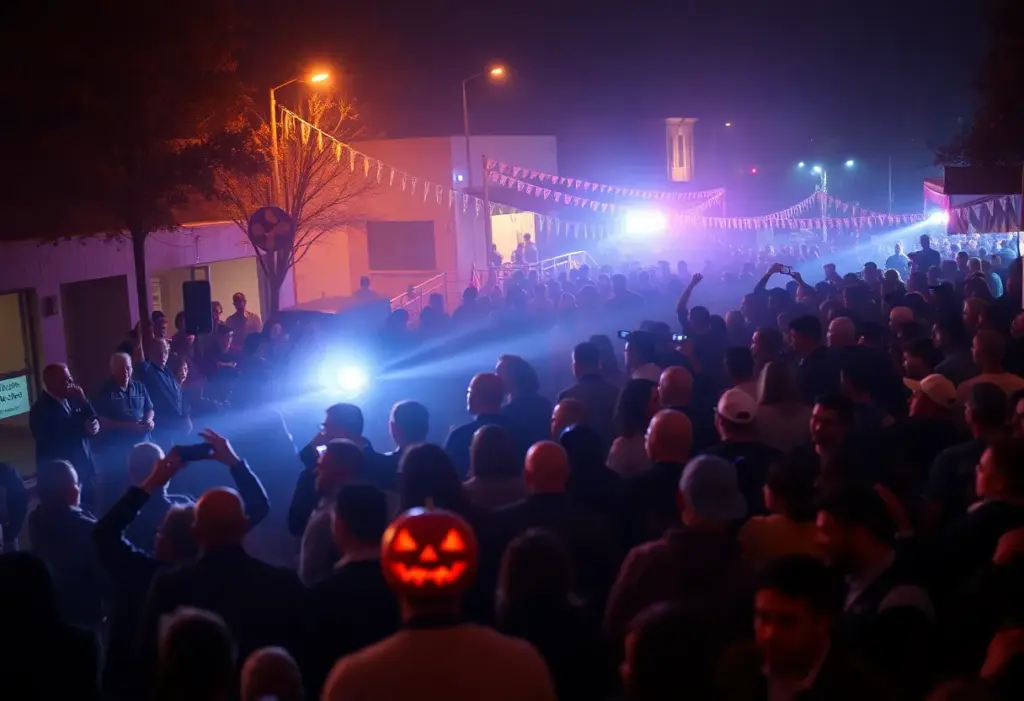 LAPD officers managing crowd during Halloween party in Woodland Hills.