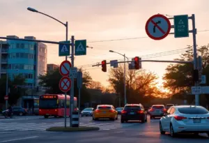 Traffic intersection in Long Beach showcasing road safety issues