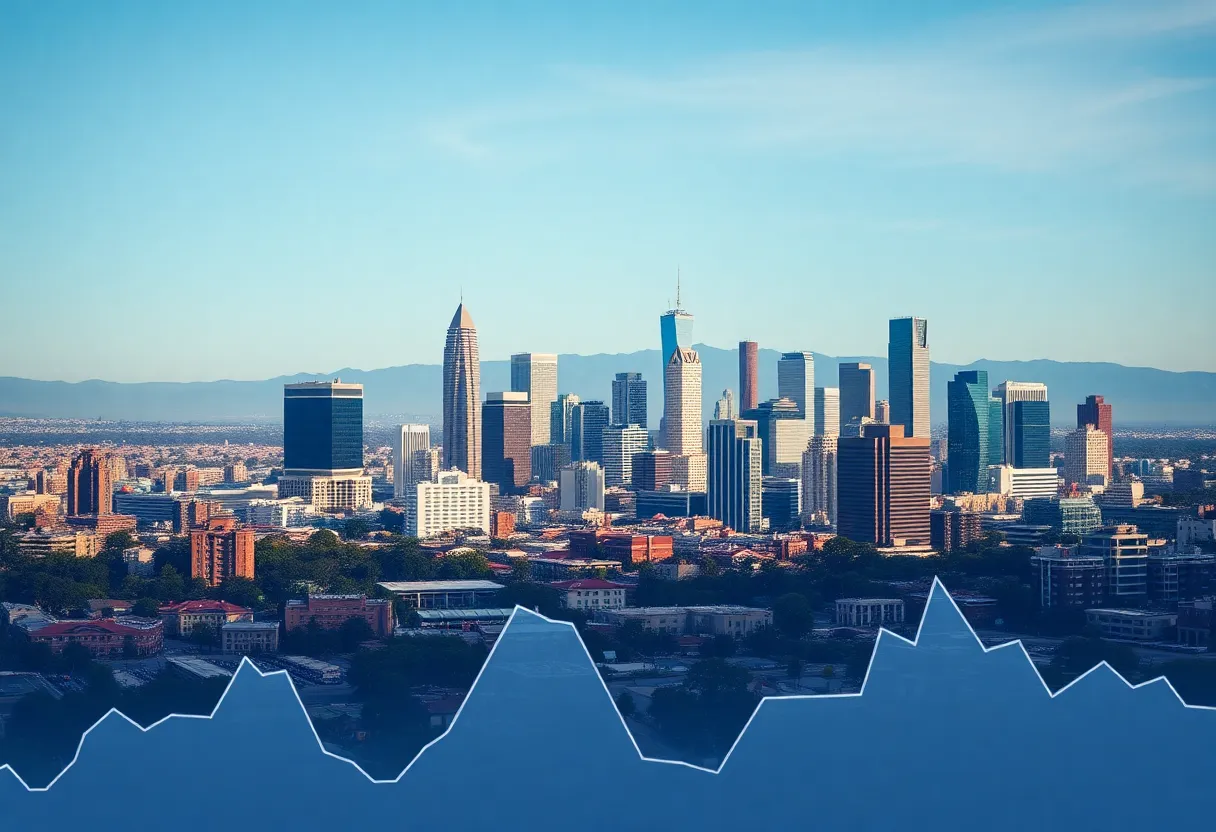 Los Angeles skyline with financial themes