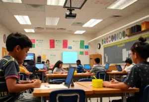 Students learning in a classroom in Los Angeles