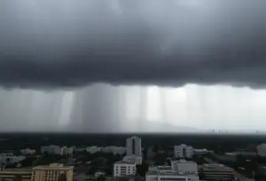Heavy rainfall in Los Angeles due to atmospheric river storm