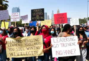 Community members rallying for political change in Los Angeles