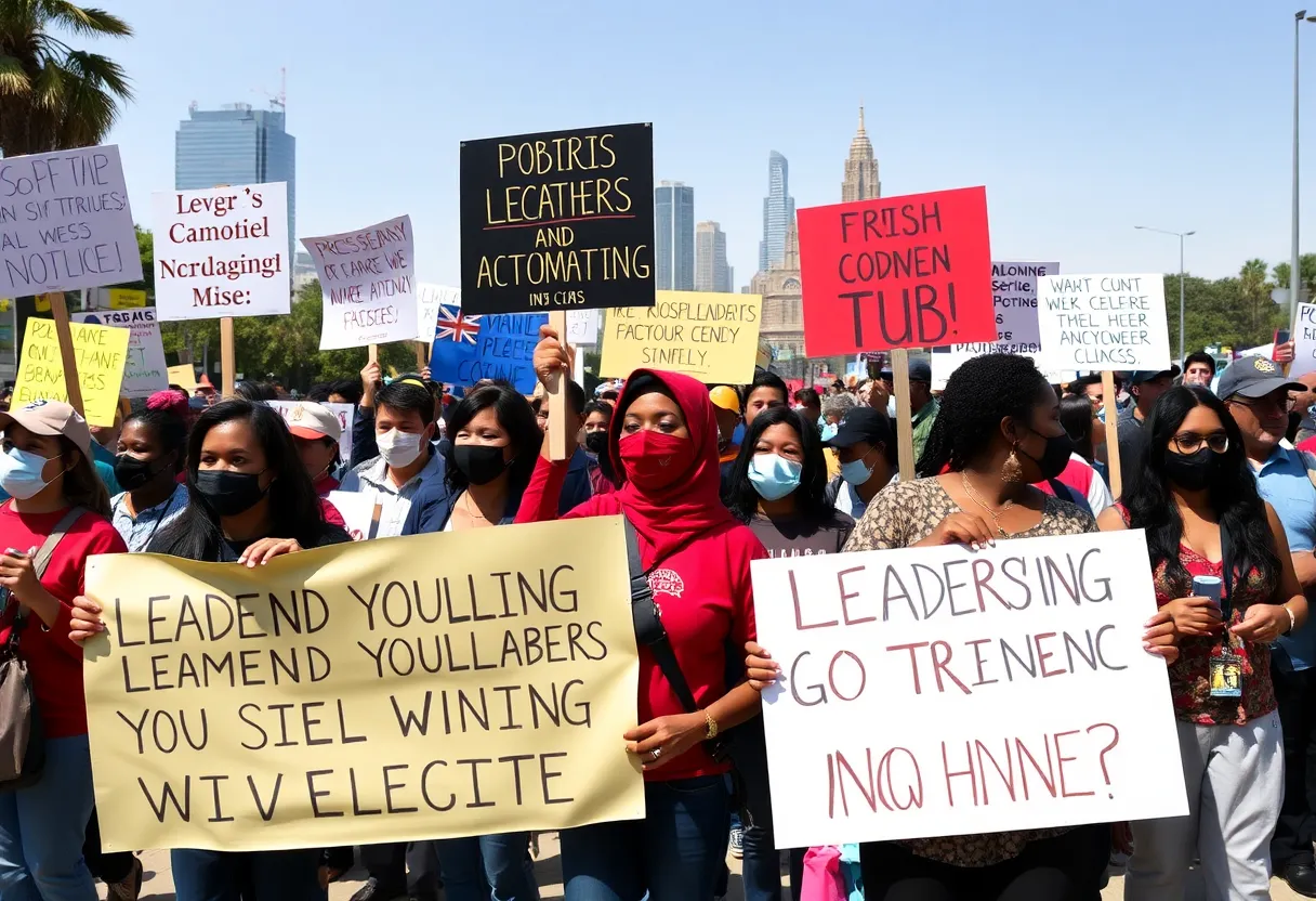 Community members rallying for political change in Los Angeles