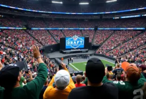 Fans at the Los Angeles Rams NFL Draft event