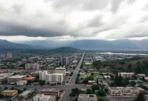 Heavy rainfall in Los Angeles causing flooding and mudslides.