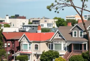 View of diverse housing in Los Angeles neighborhood