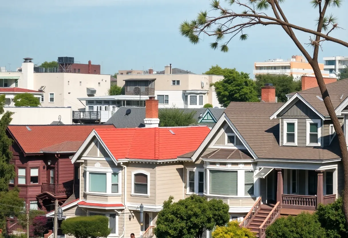 View of diverse housing in Los Angeles neighborhood