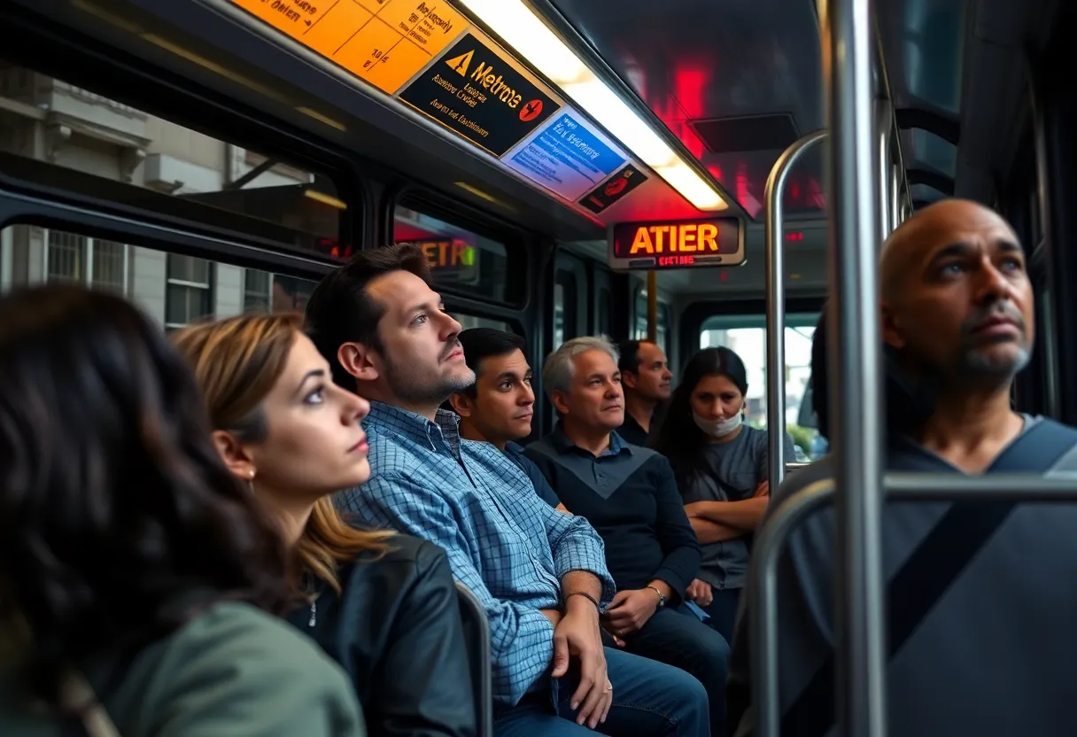 Metro bus in Los Angeles with a focus on safety concerns