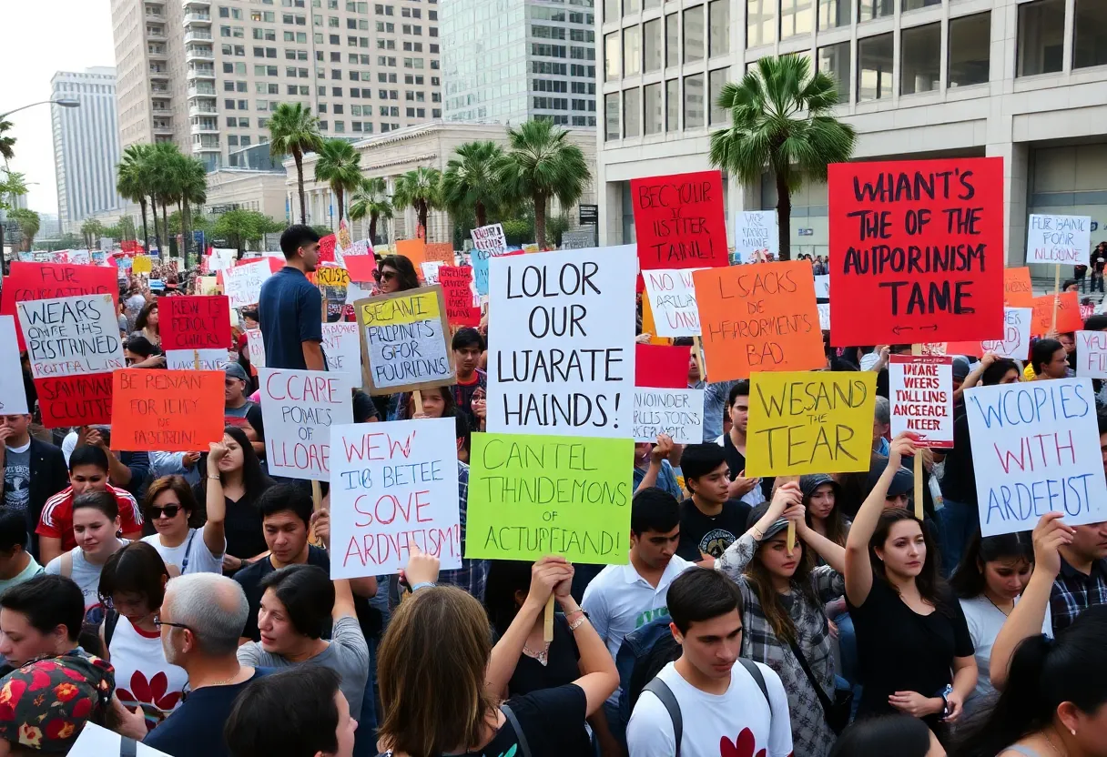 Participants at the 'No Kings' protest in Los Angeles