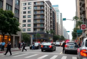 Police officers responding to reports of gunfire in downtown Los Angeles