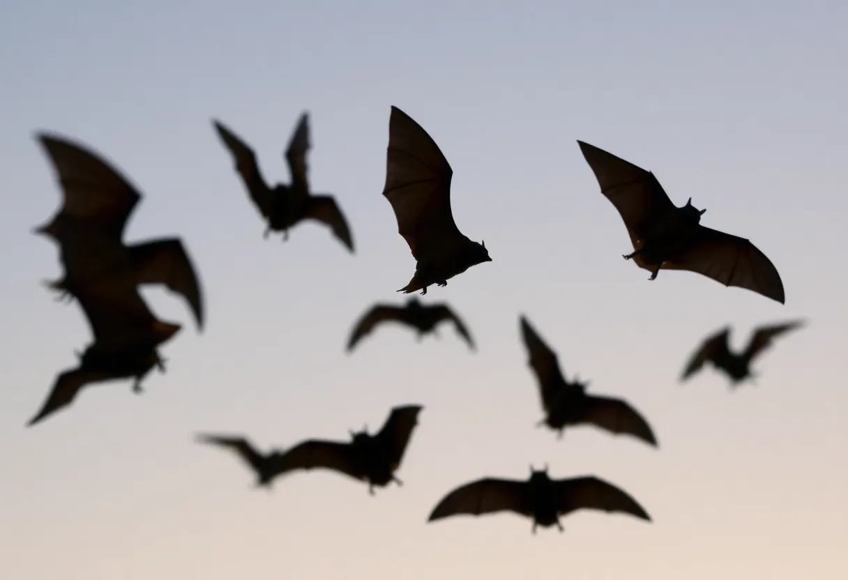 Bats flying at dusk in Riverside County