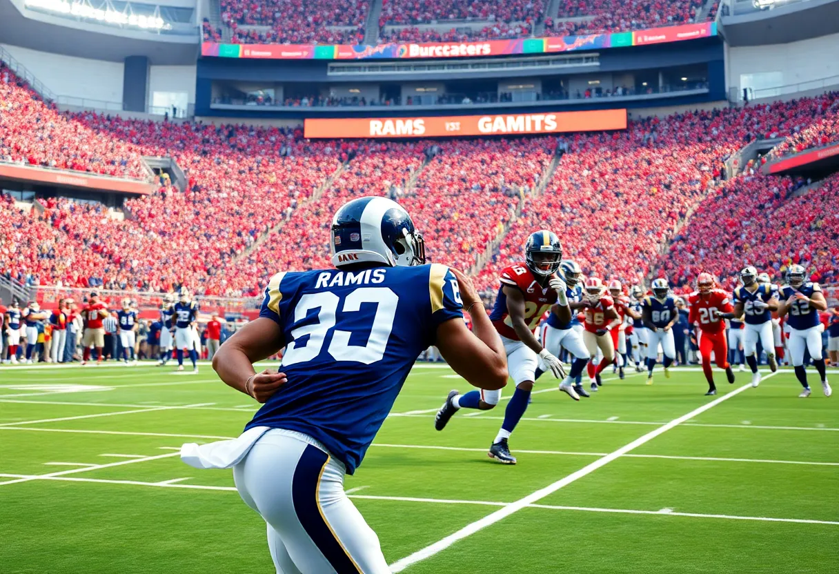 Los Angeles Rams celebrating their win over the Tampa Bay Buccaneers.