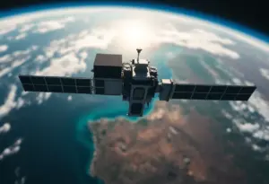 Sentinel-6B satellite in orbit monitoring sea levels