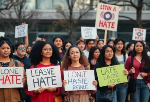 Community members standing together to combat anti-Asian hate