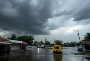 Flooded streets in Southern California due to record-breaking rainfall.
