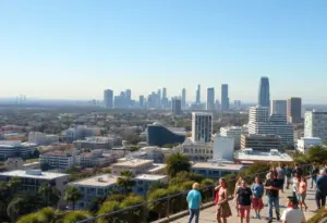 A sunny day in Los Angeles showcasing outdoor activities during a warm heat wave.