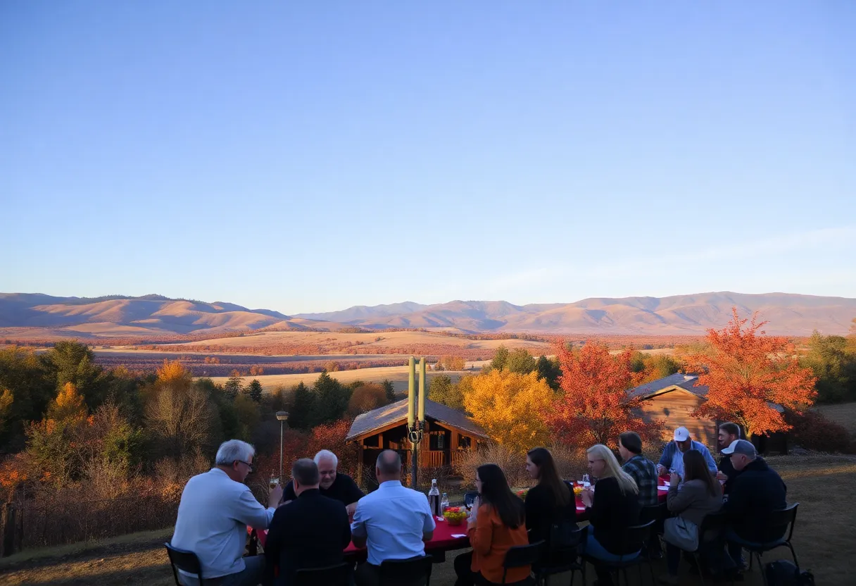 Outdoor Thanksgiving celebration in California with clear skies