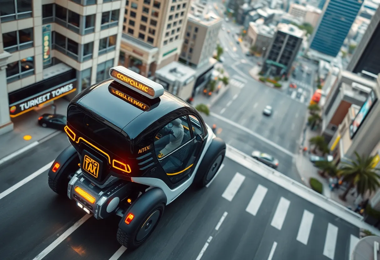 Waymo autonomous vehicle navigating through a city street in California.