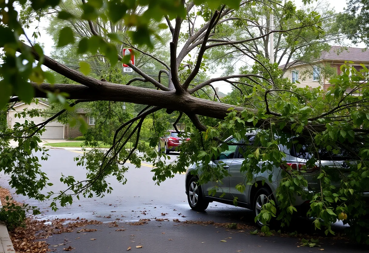 Scene of the tree accident involving two vehicles in Winnetka