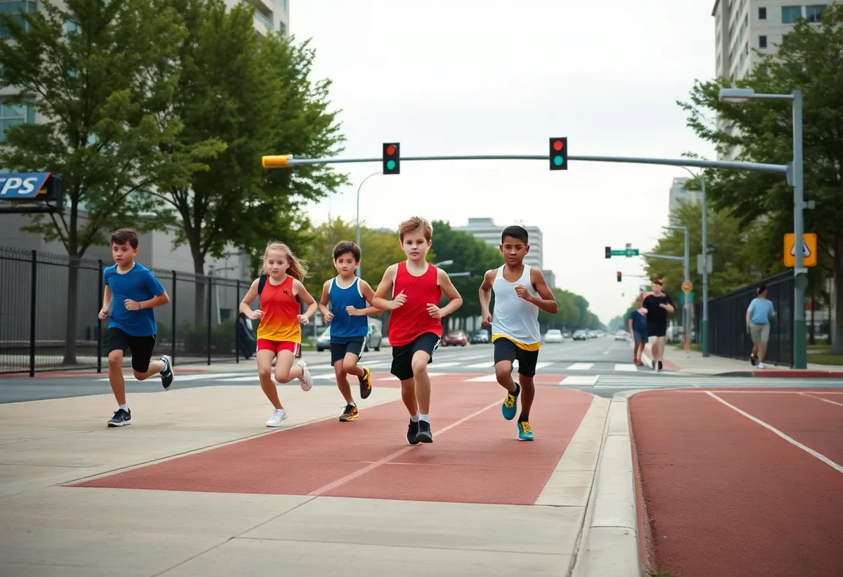 Anaheim high school track team practicing safely