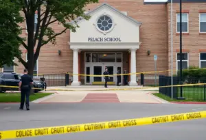 Police activity outside a school in Brea, California