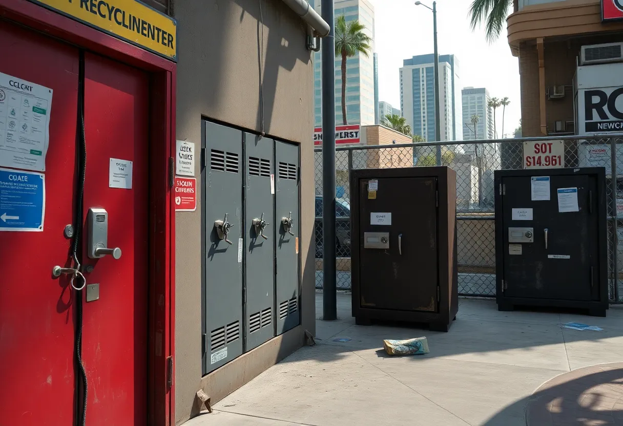 Scene of a burglary at a recycling center in downtown Los Angeles