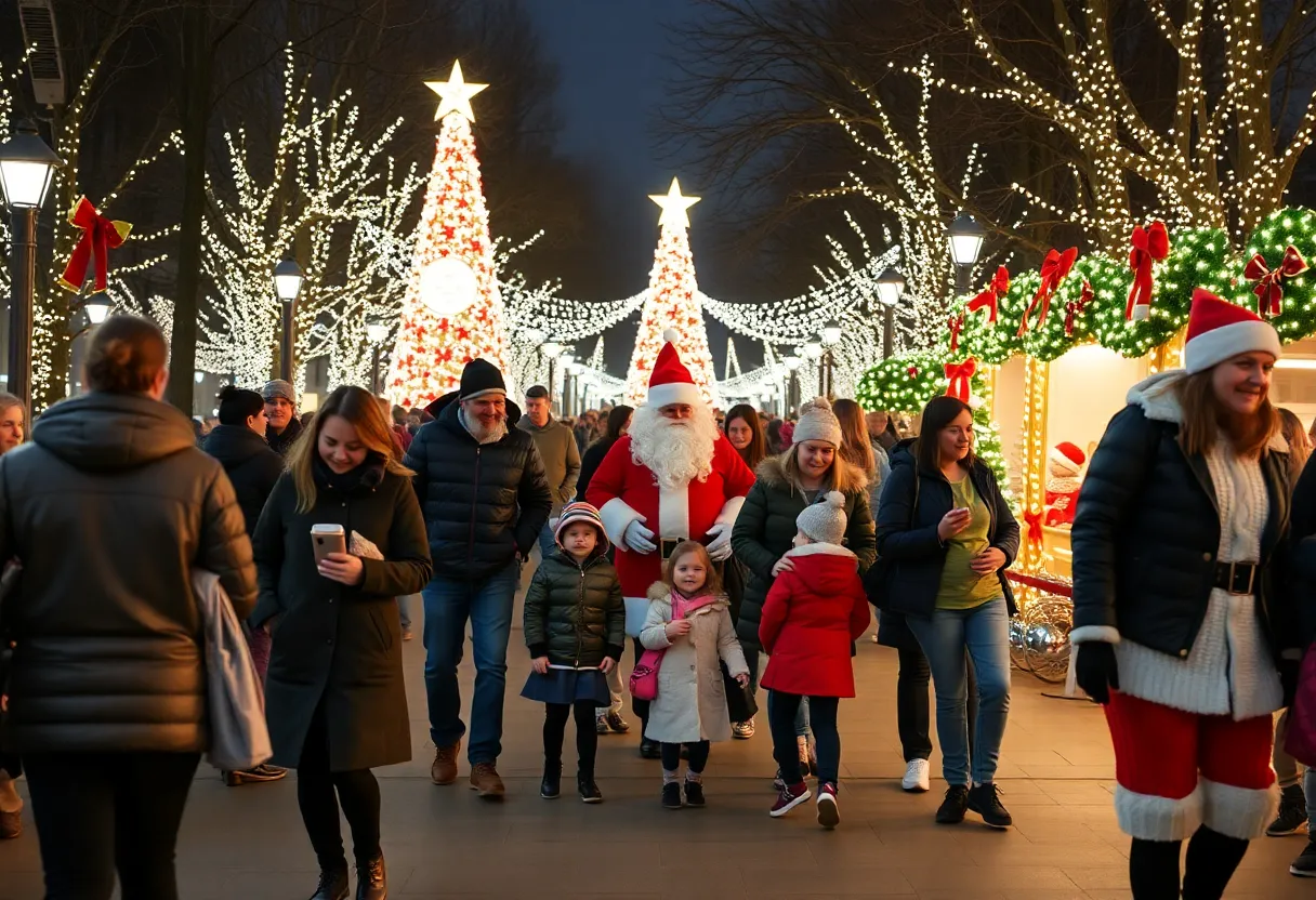 Families participating in the California Great Santa Stroll