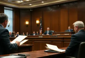 Courtroom scene during Proposition 50 hearings