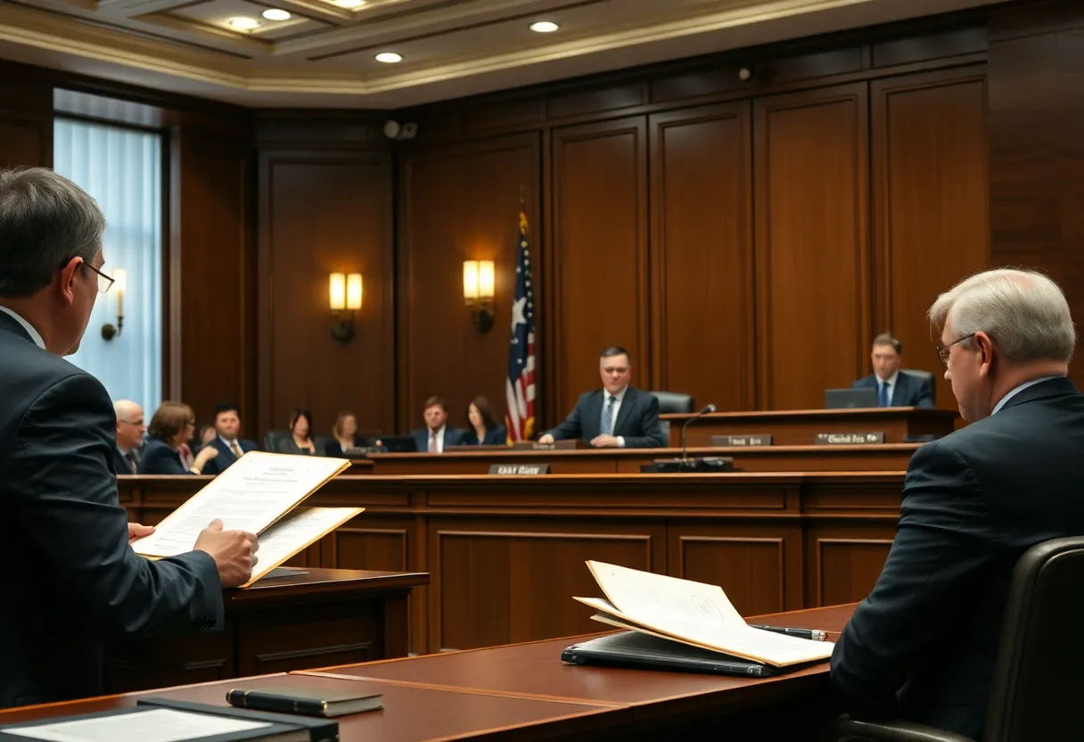 Courtroom scene during Proposition 50 hearings