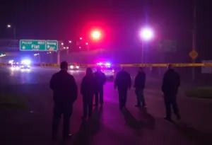 Police investigation scene near the 5 Freeway in East Los Angeles