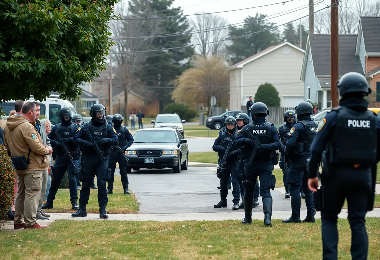 Law enforcement conducting a search warrant operation in South Los Angeles