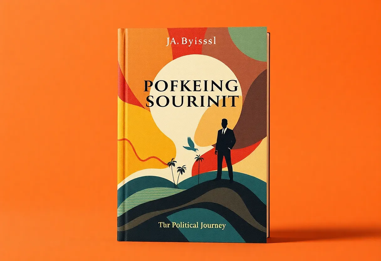 Artistic representation of Gavin Newsom's autobiography titled 'Young Man in a Hurry'