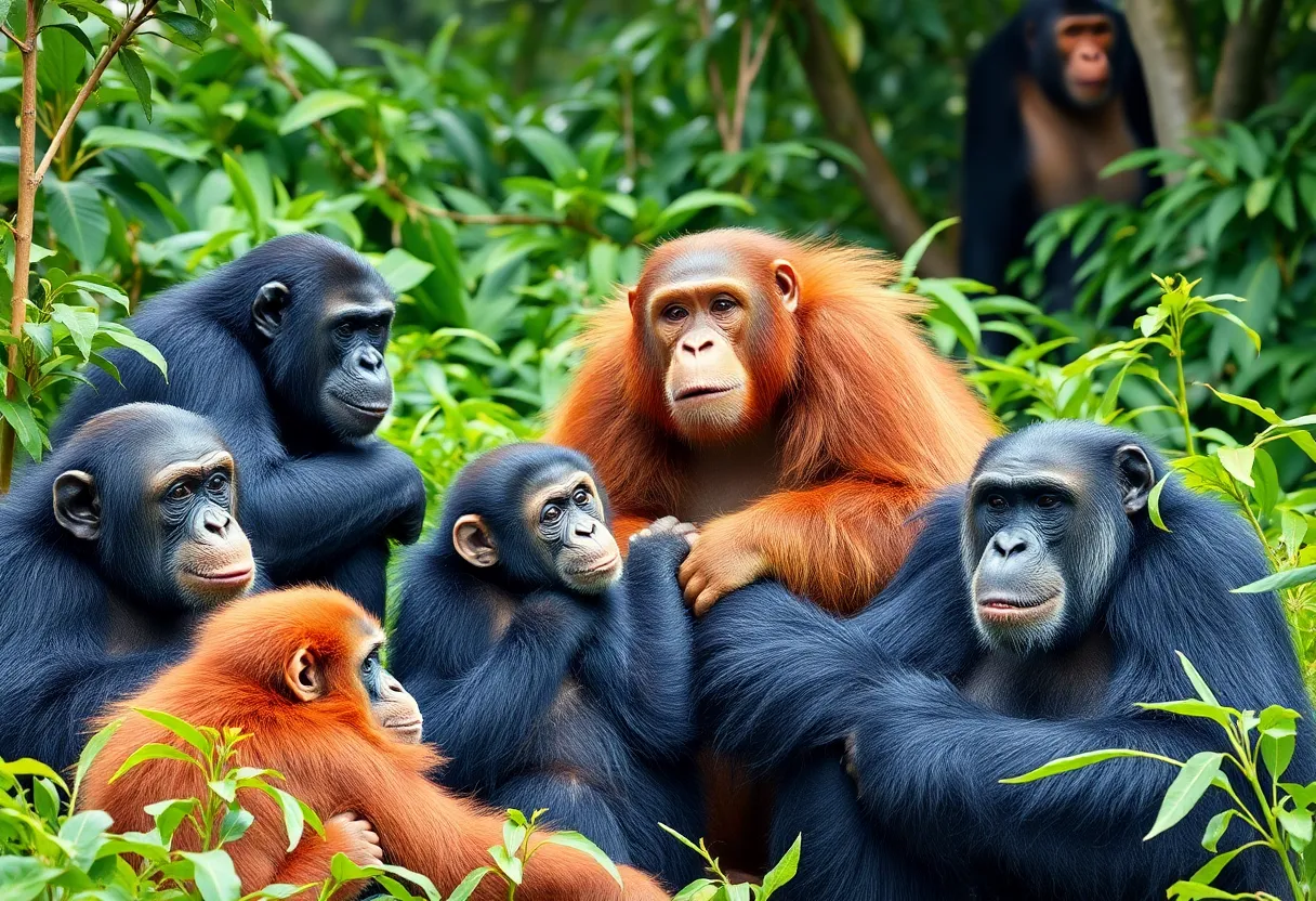 Great ape family at Los Angeles Zoo