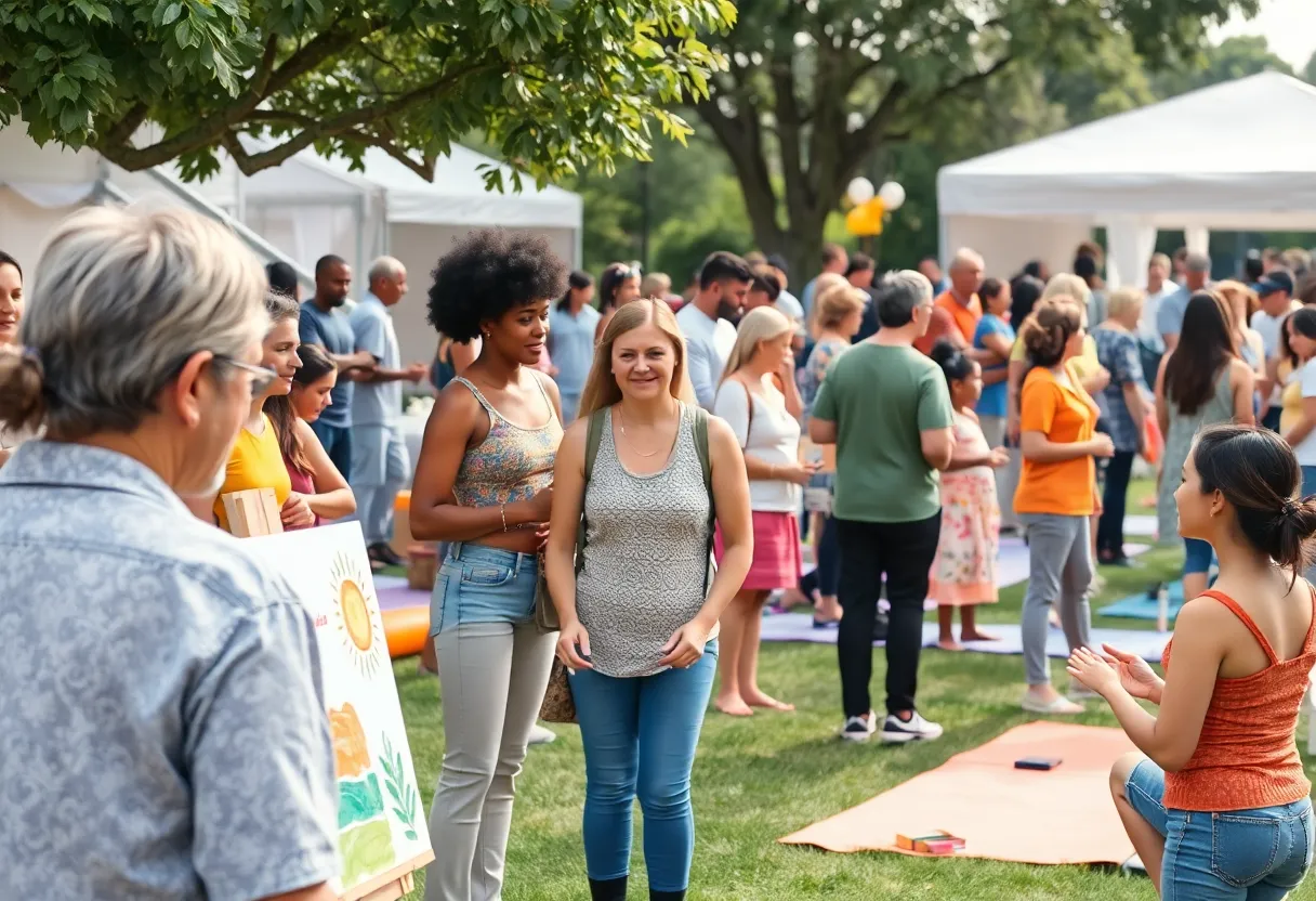 Community members enjoying health-related activities at a wellness fair