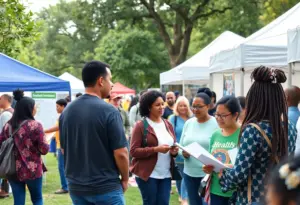 Community members engaging at a health fair in Los Angeles