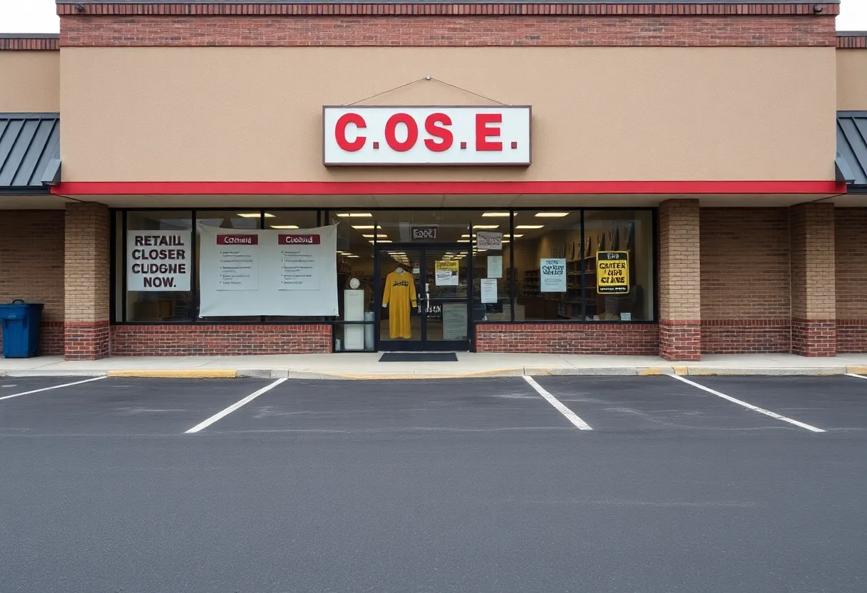 Sign indicating closure of Howard's Appliances store