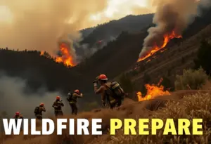 Firefighters creating firebreaks during a wildfire emergency.
