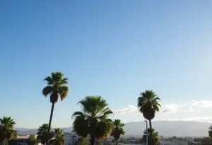 Clear skies in Los Angeles with palm trees signaling weather changes