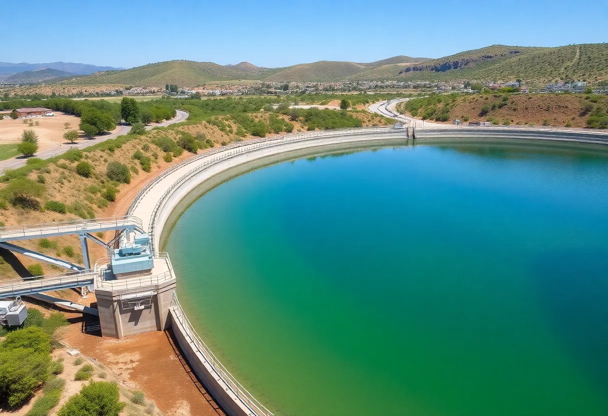 A well-maintained drinking water reservoir in Los Angeles, California.