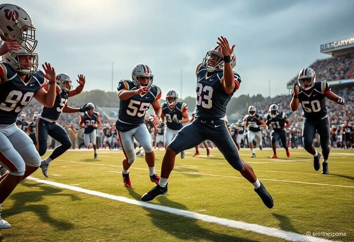 Los Angeles Rams players celebrating a touchdown against the Arizona Cardinals